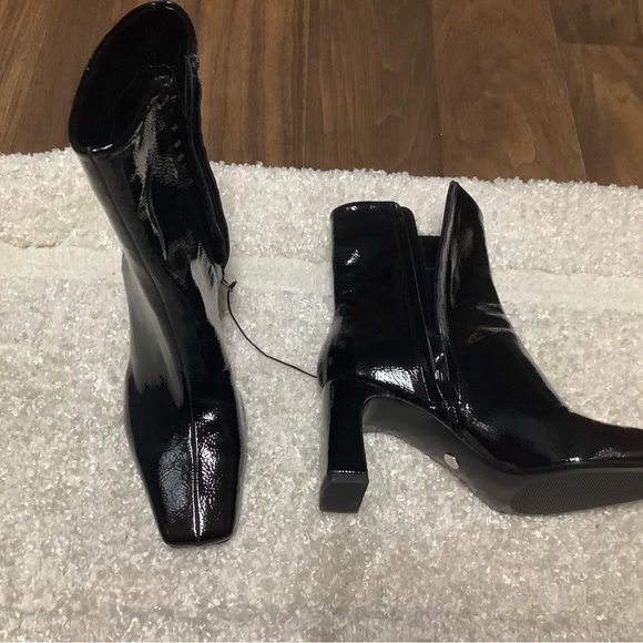 Zara Square Toe Patent Bootie Black Size 37 New without tag - Picture 10 of 10
